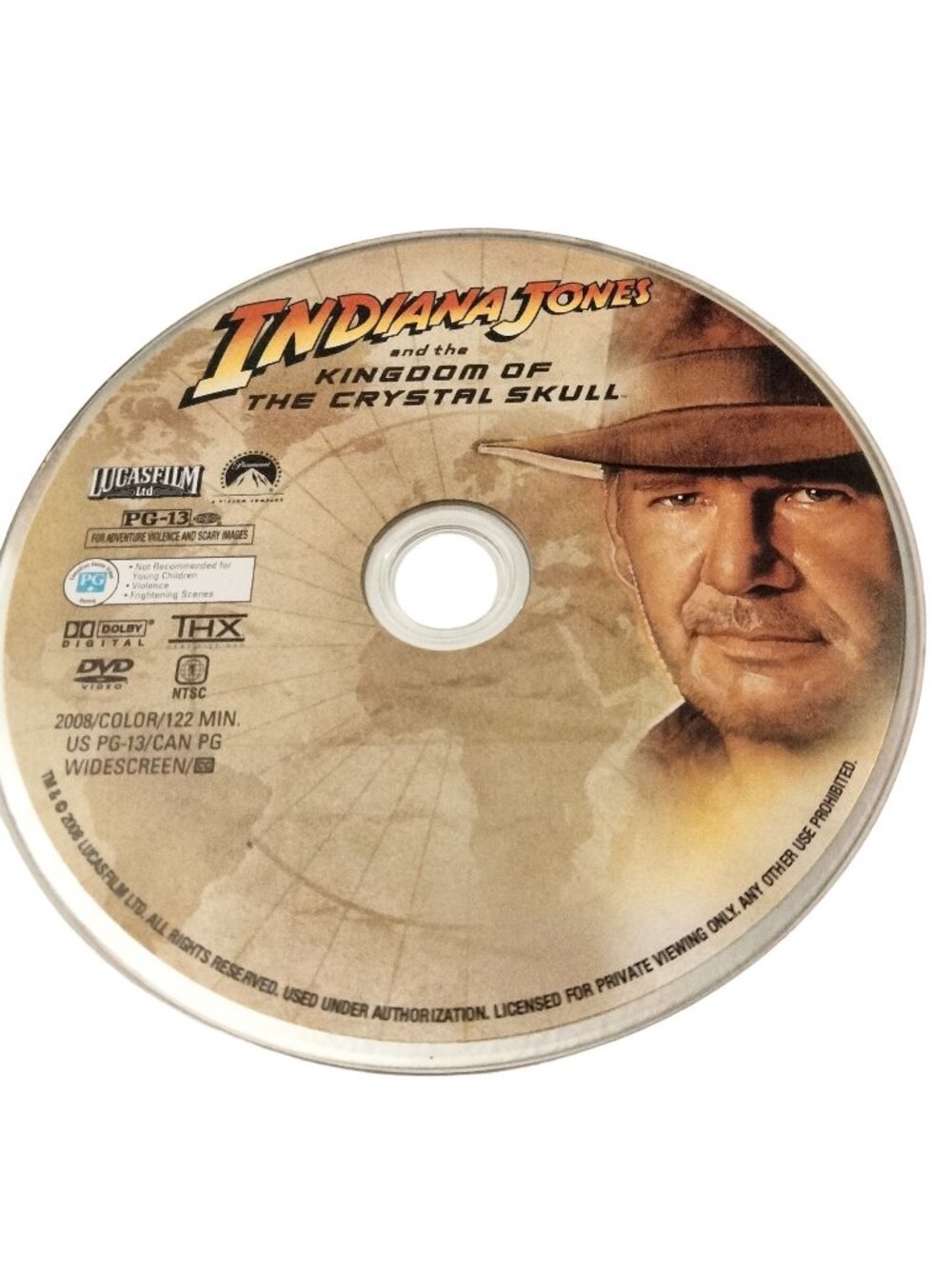 Indiana Jones Kingdom of the Crystal Skull Adventure Lucas Film PG 13 DVD